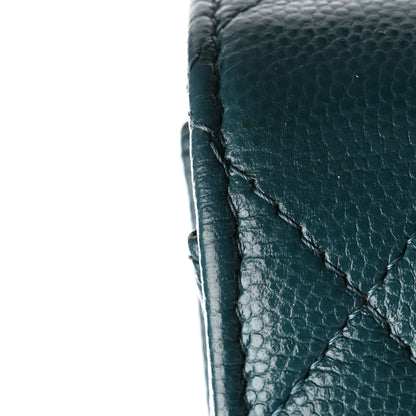 Chanel Caviar Quilted Large Gusset Flap Wallet Dark Turquoise 11 of 15