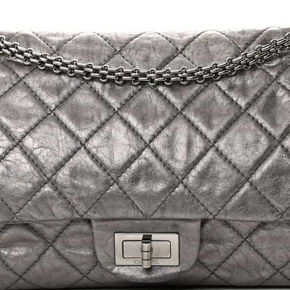 Chanel Metallic Aged Calfskin Quilted 2.55 Reissue 227 Flap Dark Silver 8 of 14
