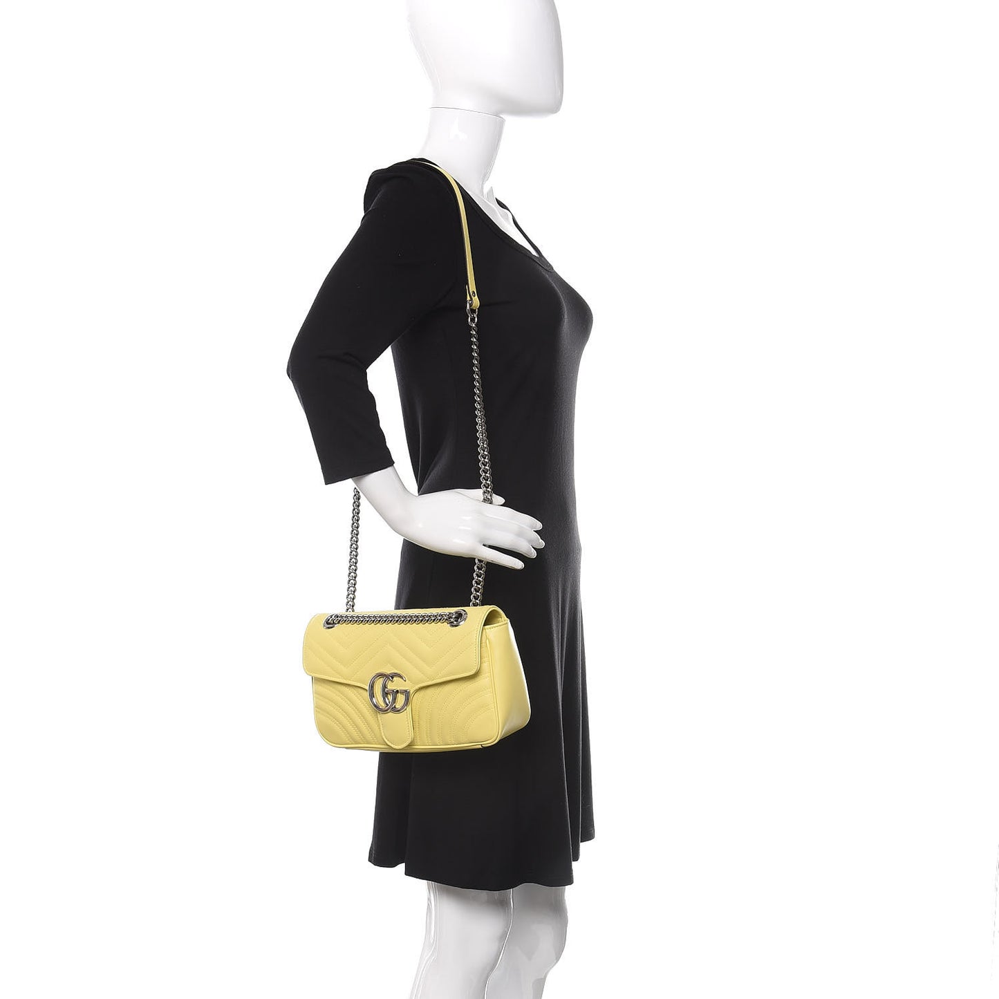 Calfskin Matelasse Small GG Marmont Shoulder Bag Banana