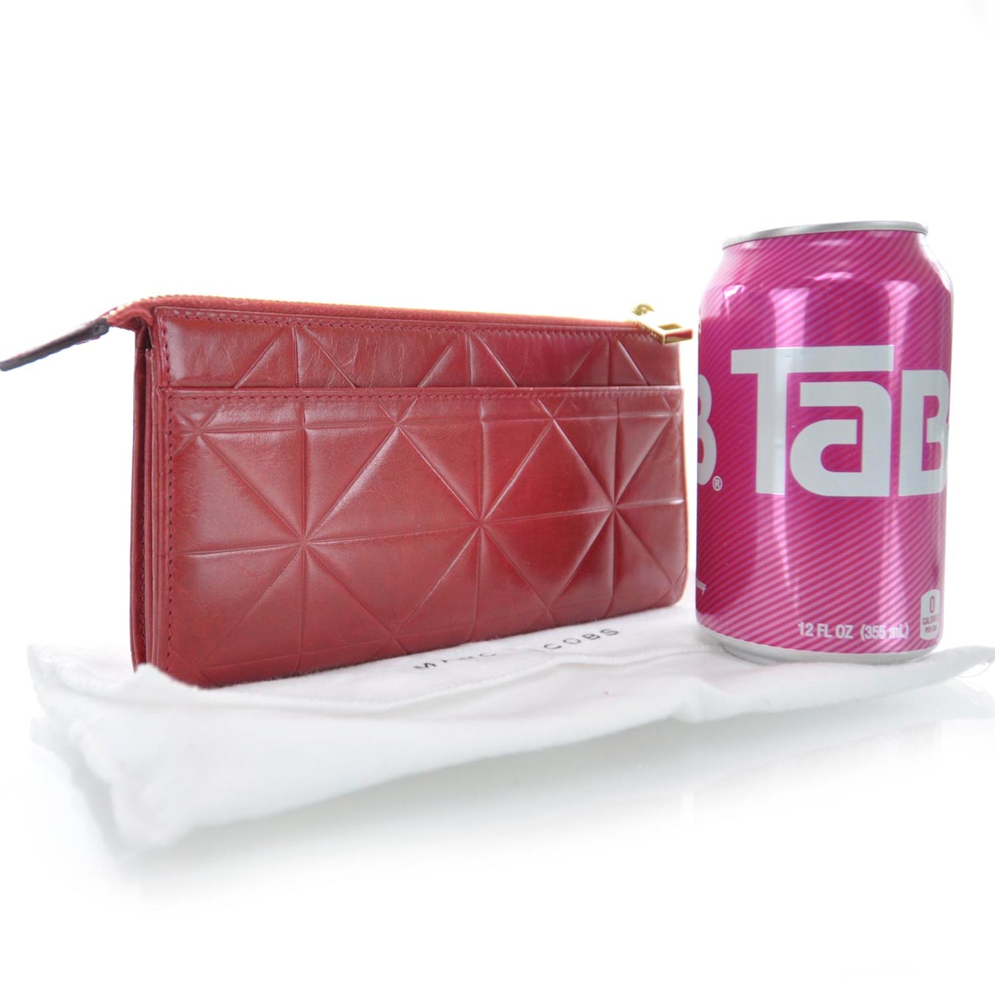 Leather Patchwork Zip Clutch Wallet Cherry Tart