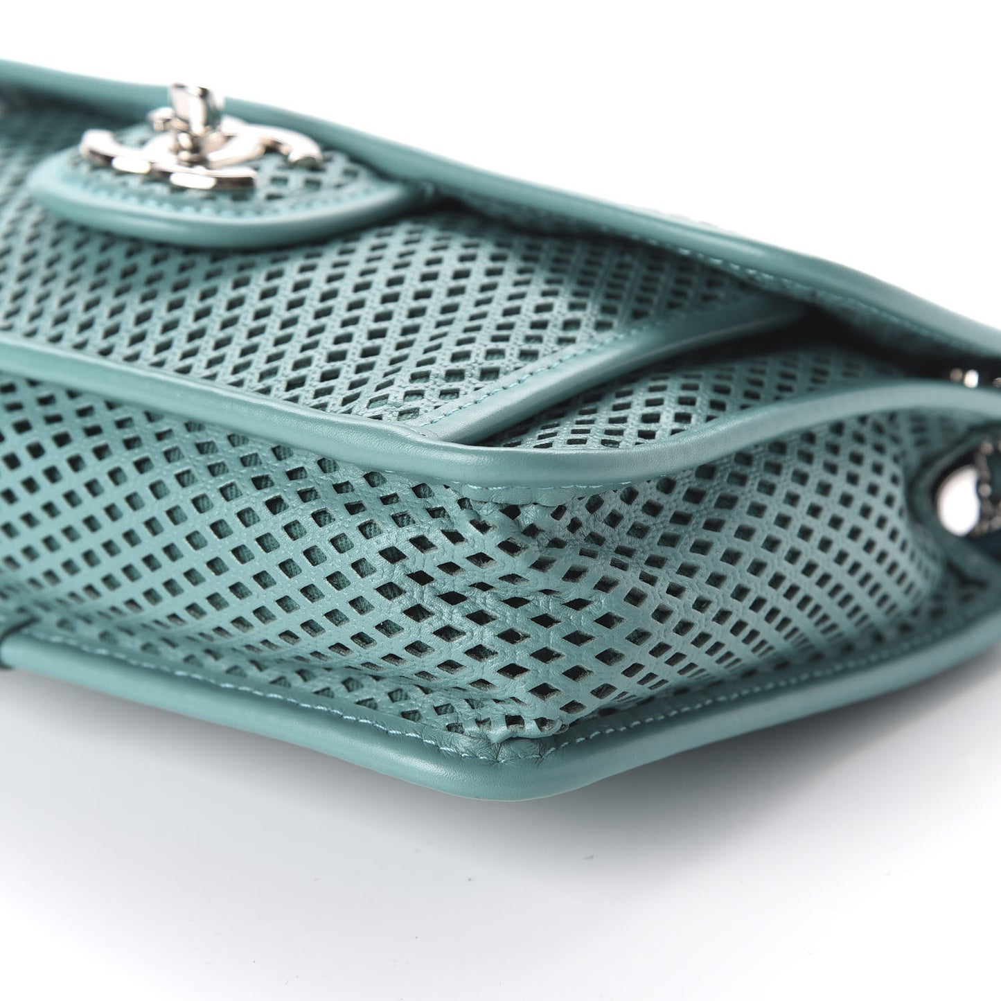 Perforated Calfskin Small Up In The Air Flap Green