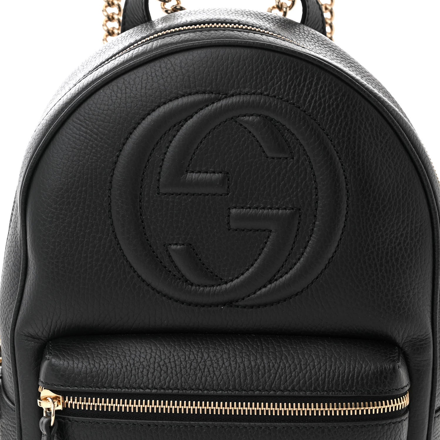 Gucci Pebbled Calfskin Soho Chain Backpack Black 8 of 10