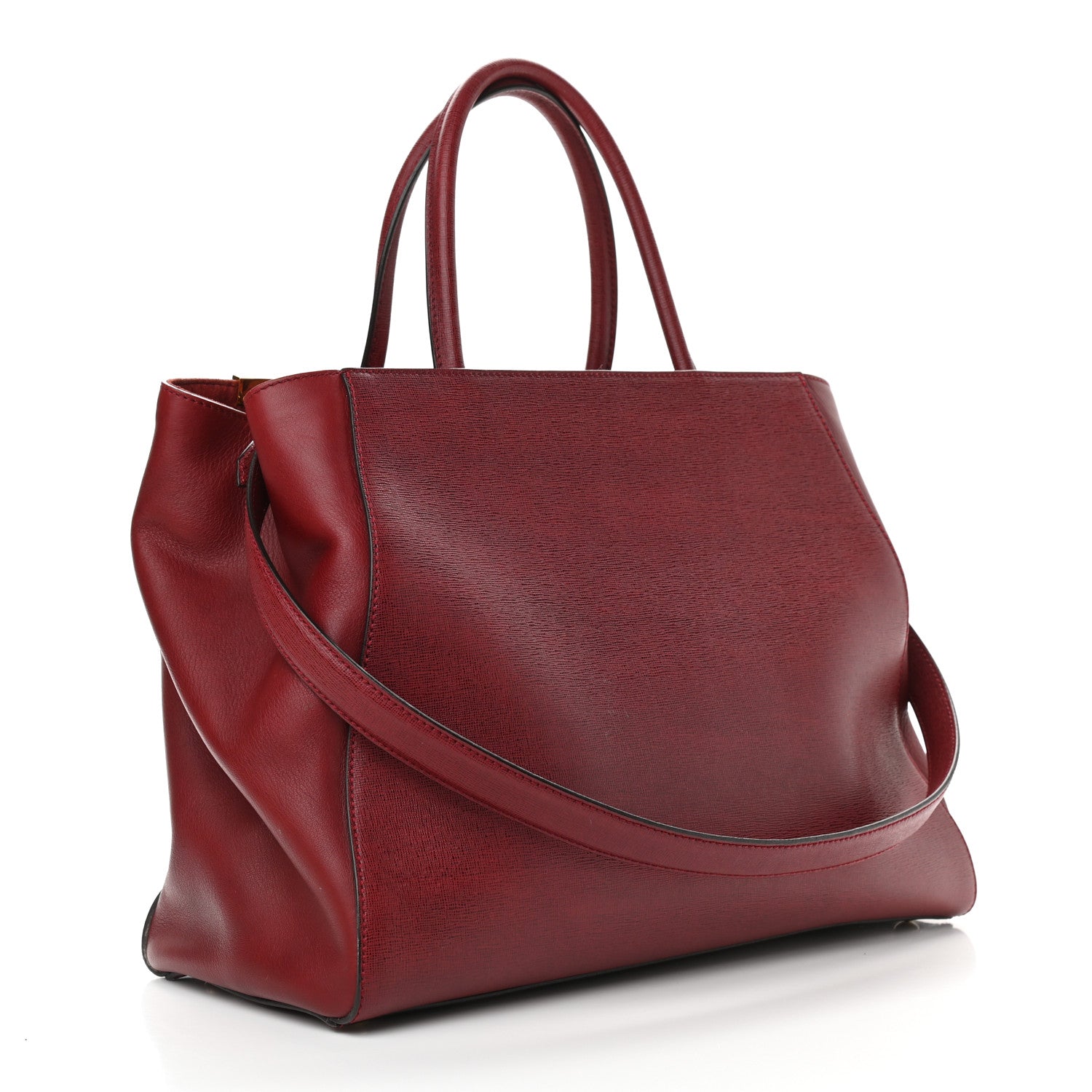 Fendi Vitello Elite Regular 2Jours Tote Rosso Scuro Ciliegia 2 of 11