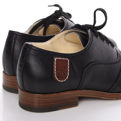 Chanel Calfskin Quilted CC Lace Up Oxfords 36 Black 5 of 18