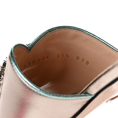 Gucci Metallic Nappa Crystal Interlocking G Slide Sandals 35.5 Glacial Shabby 8 of 12