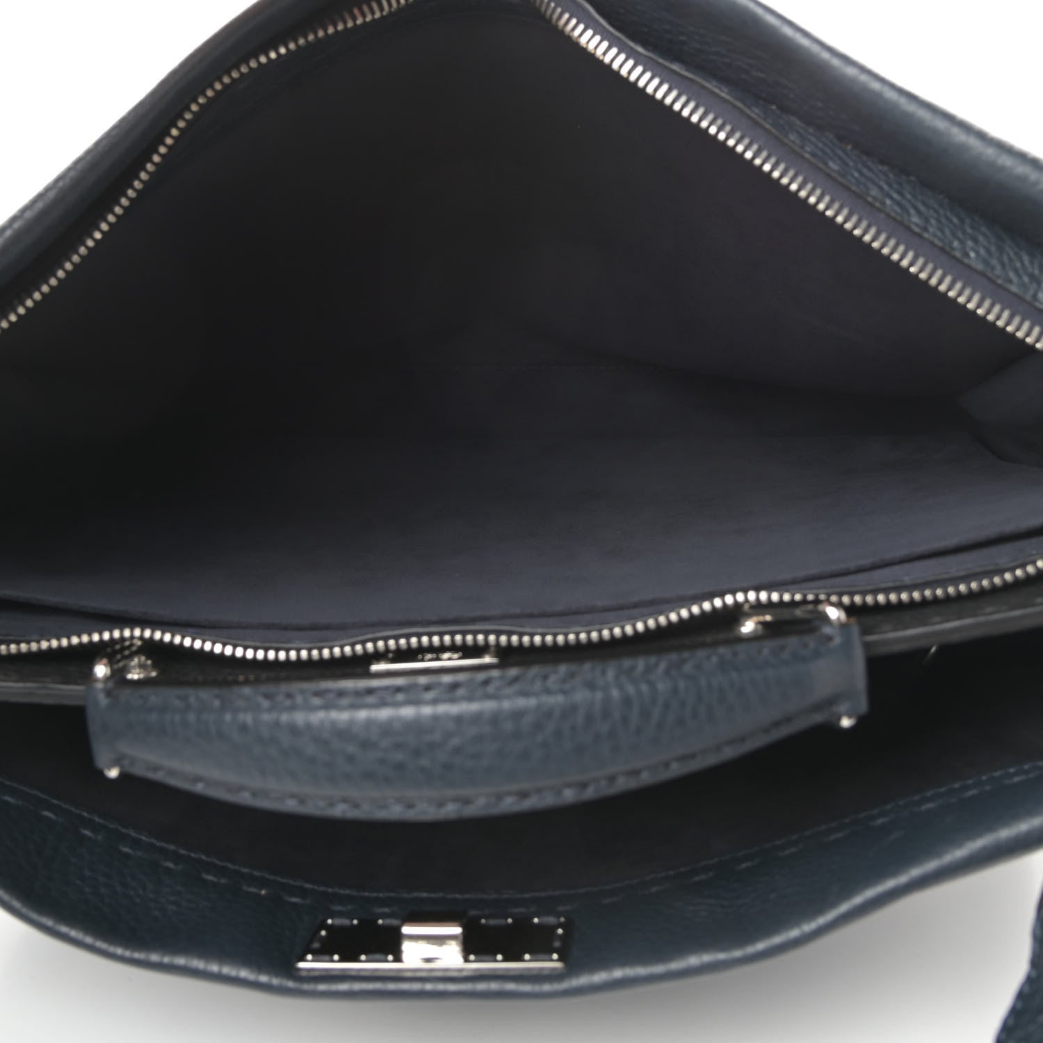Fendi Cuoio Romano Selleria Bi-Color Large Mens Peekaboo Iconic Essential Satchel Lavagna Black 6 of 12