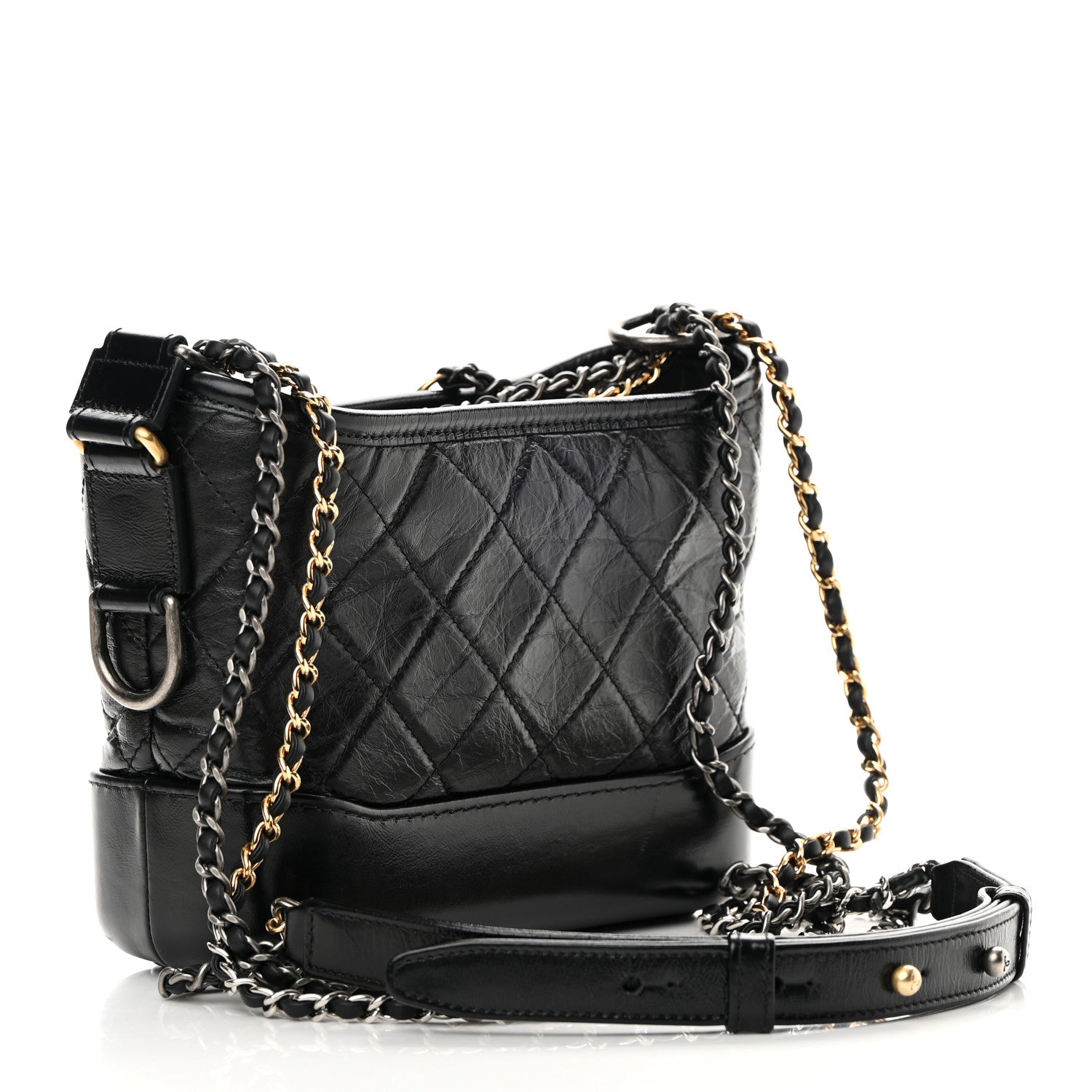 Chanel Aged Calfskin Quilted Small Gabrielle Hobo Black 3 of 14