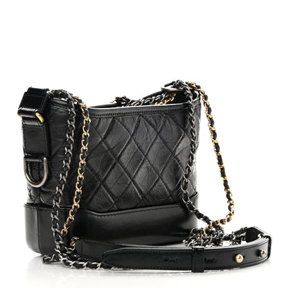 Chanel Aged Calfskin Quilted Small Gabrielle Hobo Black 3 of 14