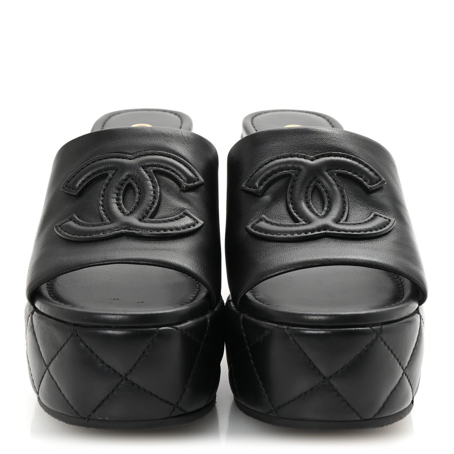 Chanel Lambskin Quilted CC Platform Mules 36 Black 3 of 10