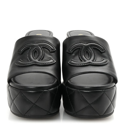 Chanel Lambskin Quilted CC Platform Mules 36 Black 3 of 10