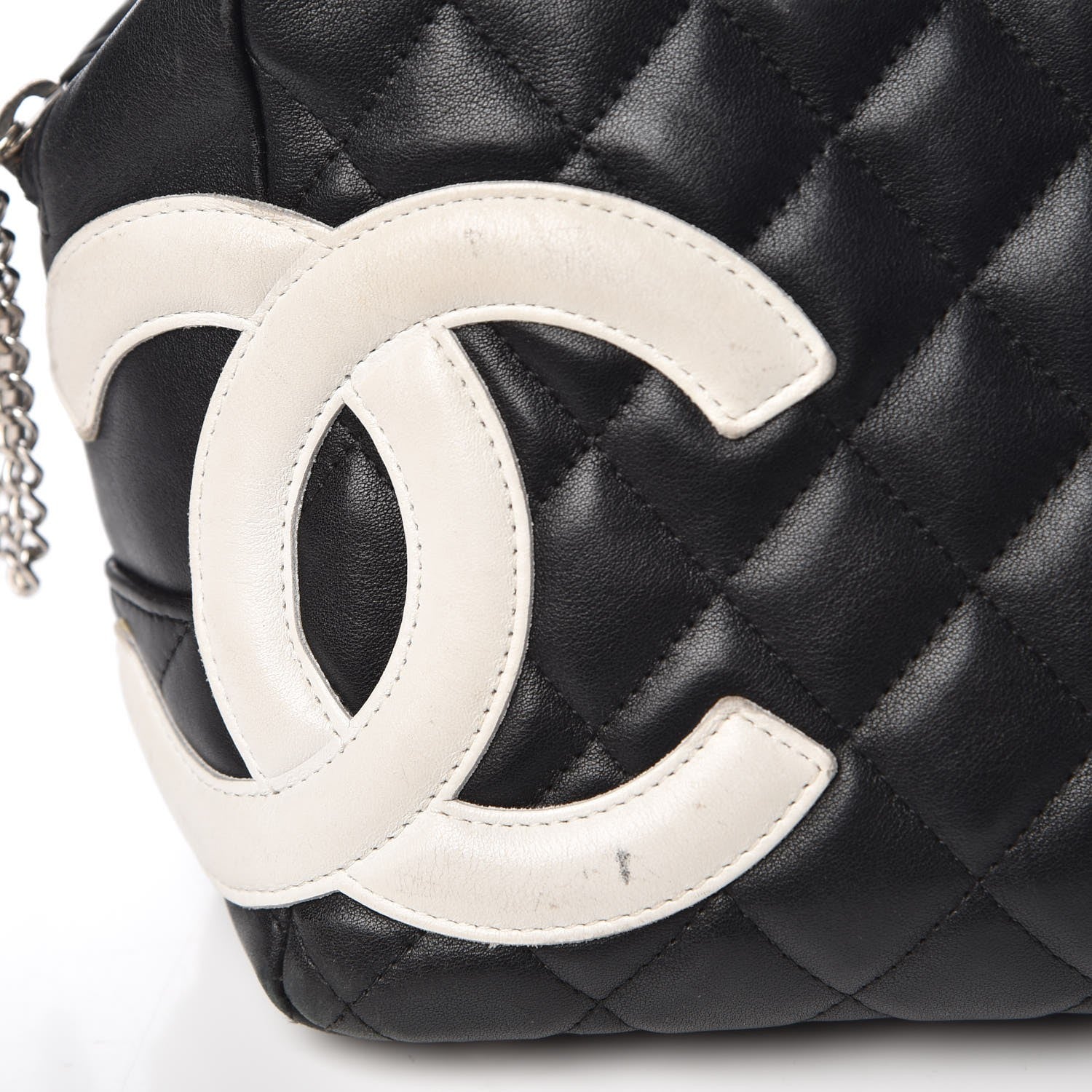 Chanel Calfskin Quilted Large Cambon Bowler Black White 8 of 9