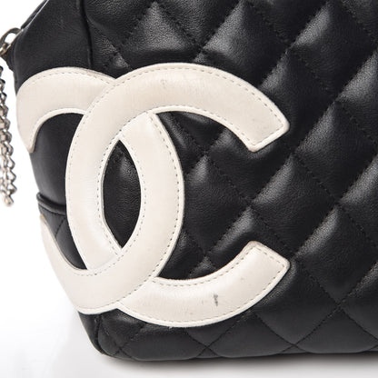 Chanel Calfskin Quilted Large Cambon Bowler Black White 8 of 9