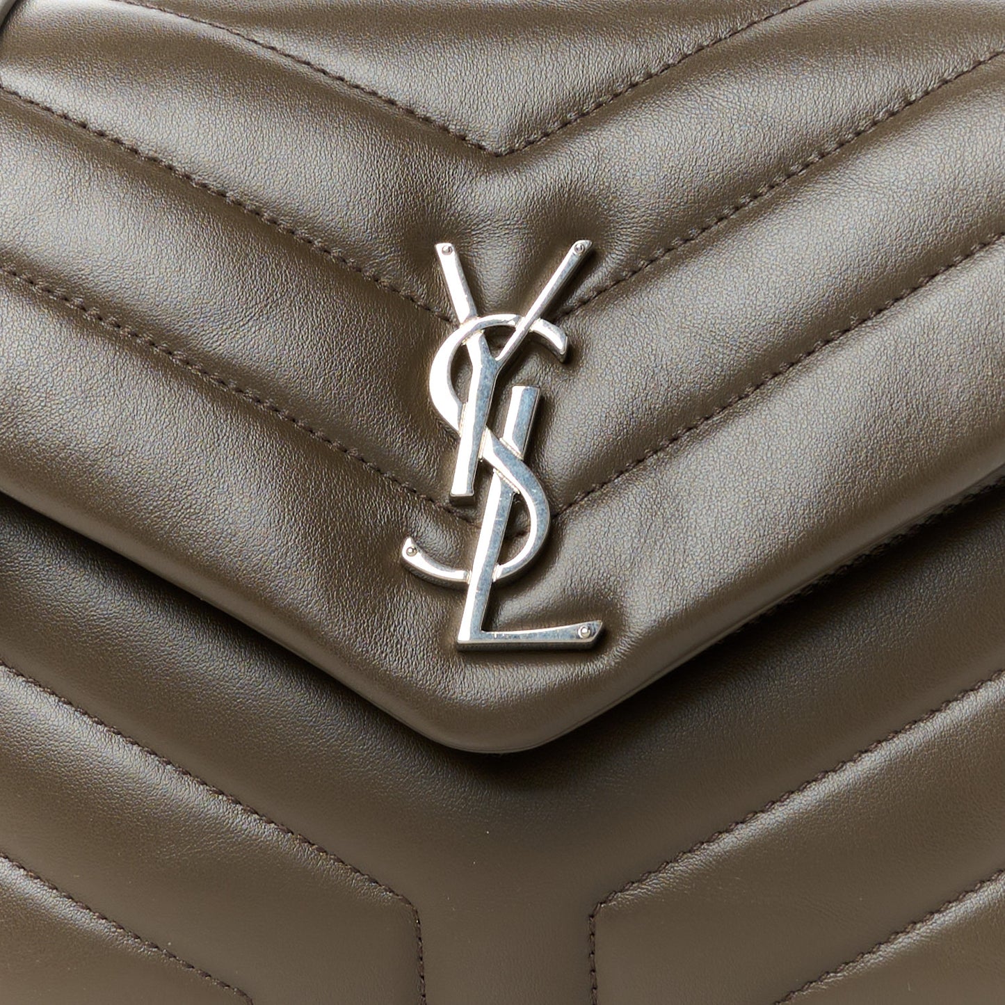 Calfskin Y Quilted Monogram Small Loulou Chain Satchel Military Olive