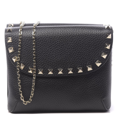 Valentino Garavani Pebbled Calfskin Rockstud Pouch On Chain Black 1 of 10