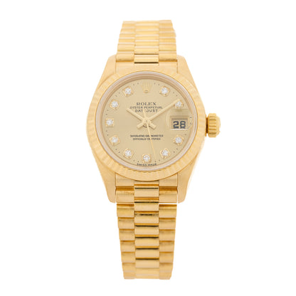 Rolex 18K Yellow Gold Diamond 26mm Datejust President Watch Champagne 69178 1 of 4
