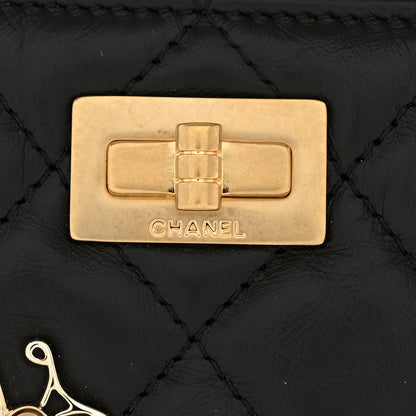 Chanel Aged Calfskin Quilted Lucky Charms 2.55 Reissue Zip Around Wallet Black 10 of 10