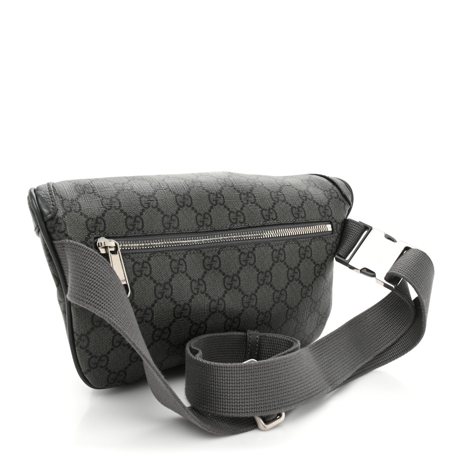 Gucci GG Supreme Monogram Textured Dollar Calfskin Ophidia Belt Bag Grey Black Graphite Grey 3 of 12