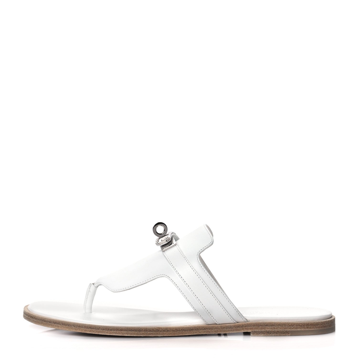 Hermes Calfskin Womens Elixir Sandals 37 White 1 of 8