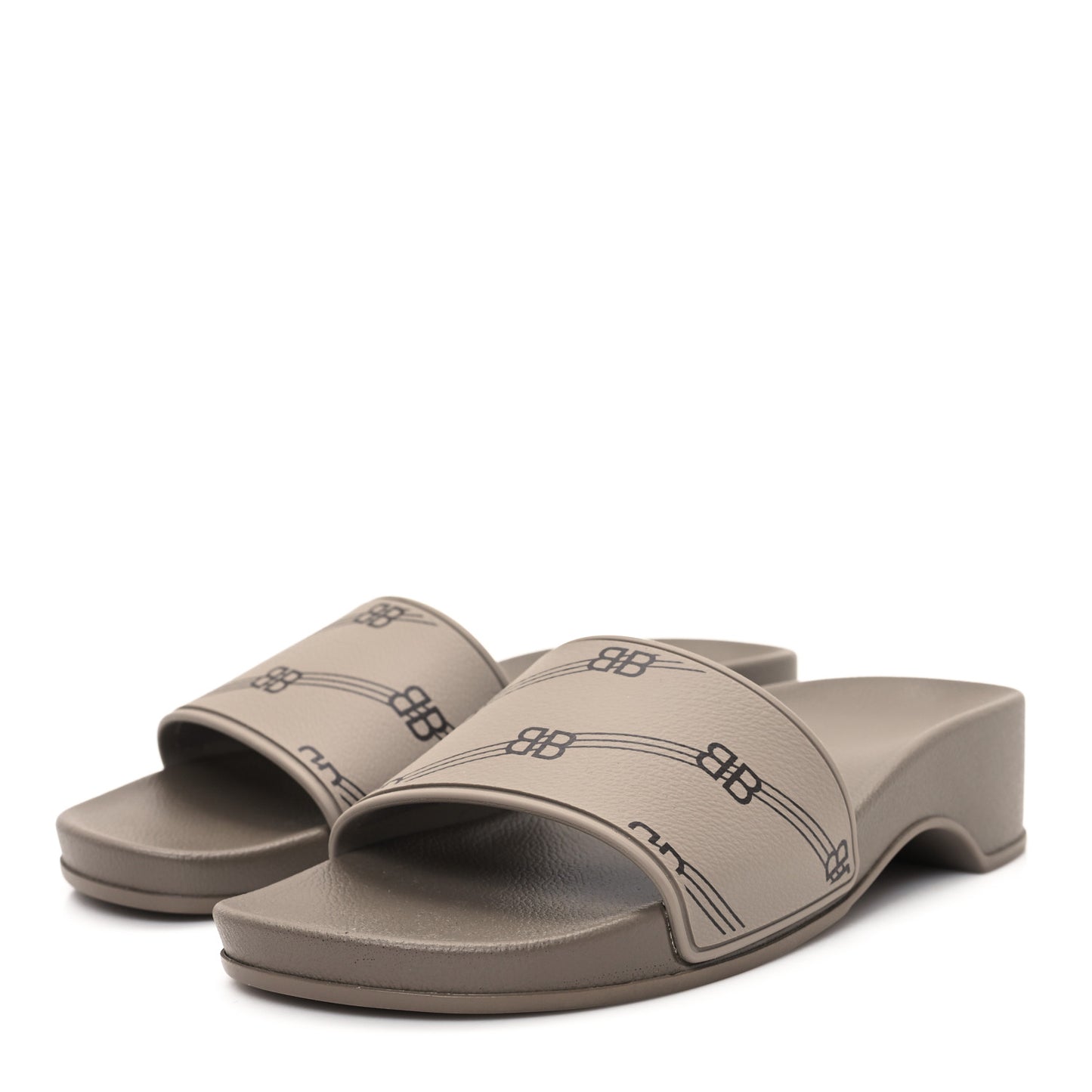 Rubber Allover Logo Womens Pool Wedge Slide Sandals 35 Dark Mink