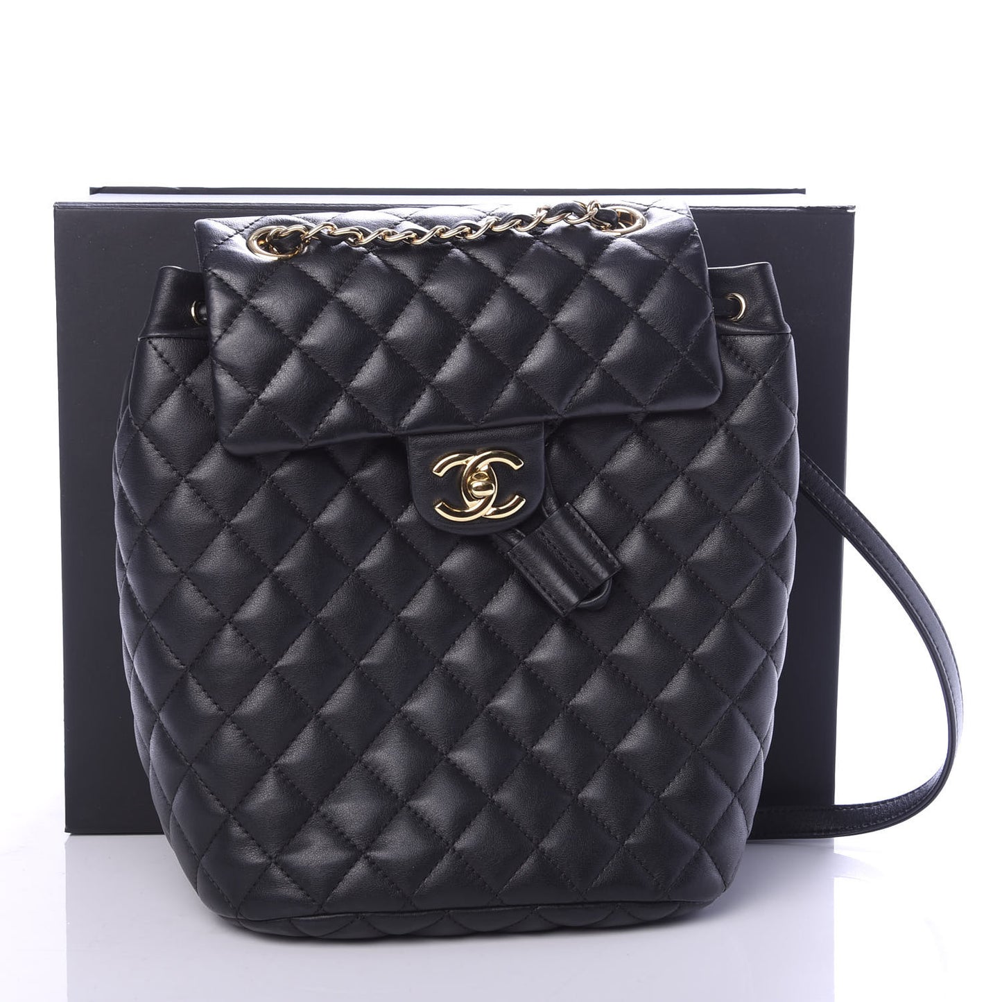 Lambskin Quilted Small Urban Spirit Backpack Black