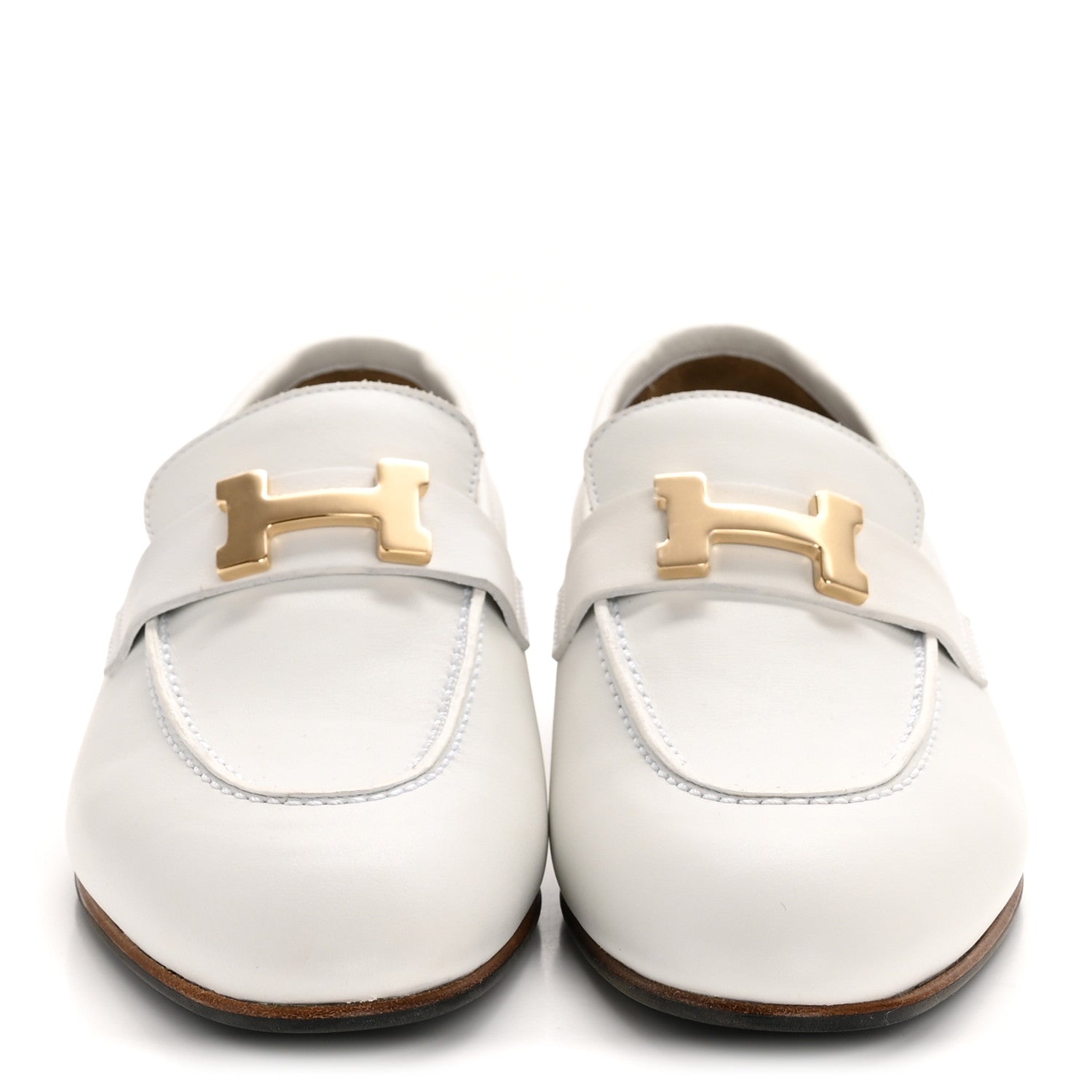 Hermes Calfskin Womens Paris Loafers 37 White 3 of 10