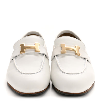 Hermes Calfskin Womens Paris Loafers 37 White 3 of 10