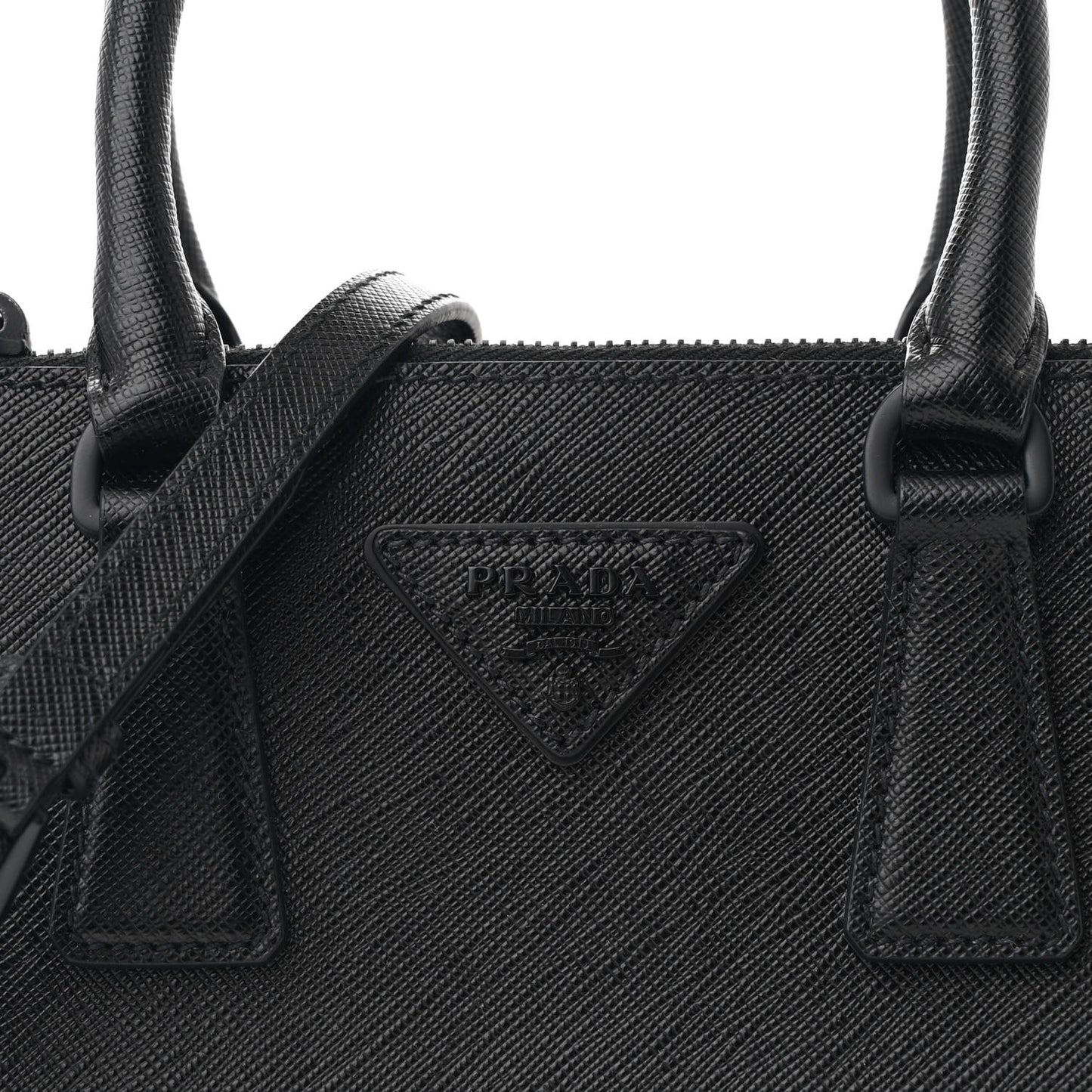 Saffiano Lux Monochrome Mini Galleria Double Zip Tote Black