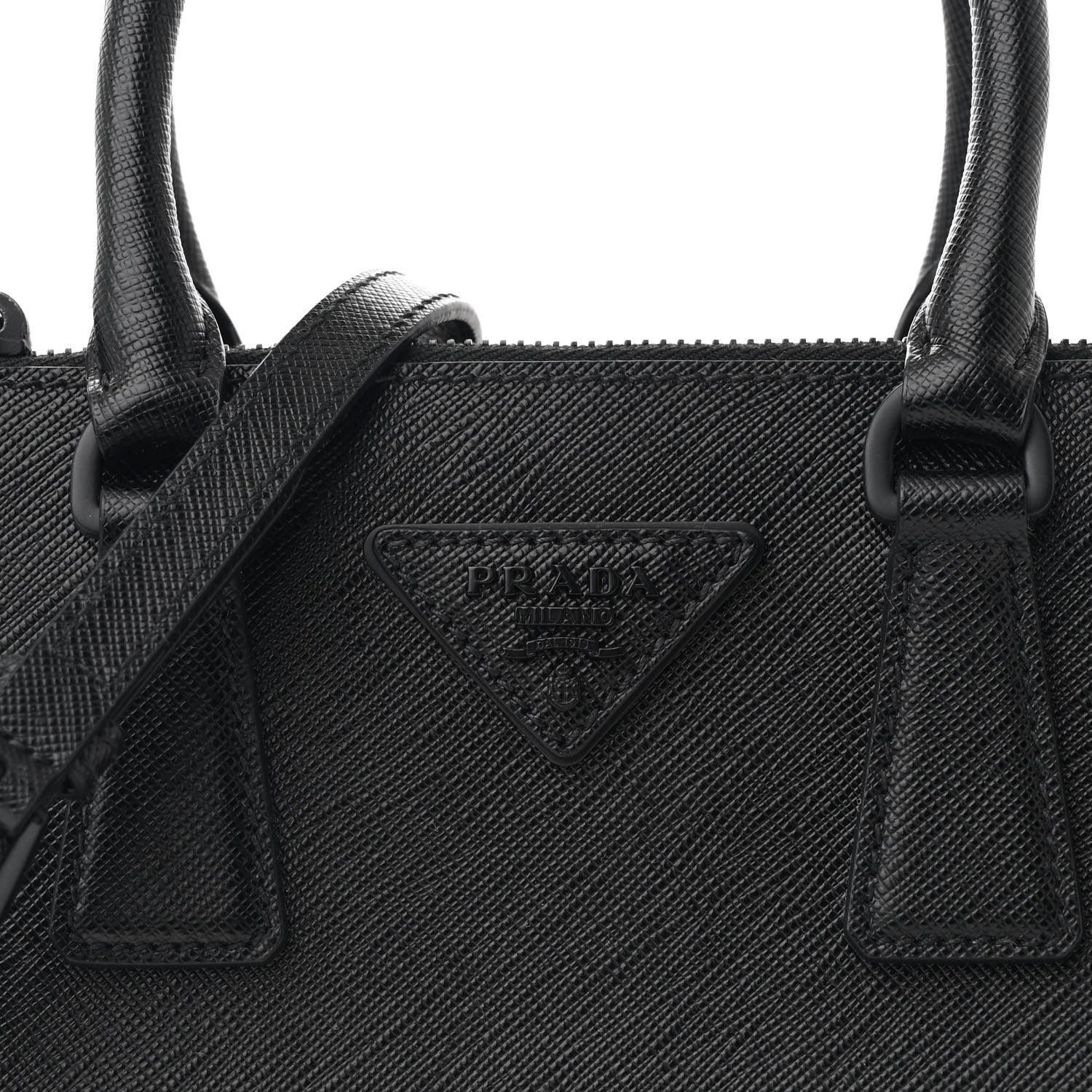 Prada Saffiano Lux Monochrome Mini Galleria Double Zip Tote Black 7 of 9