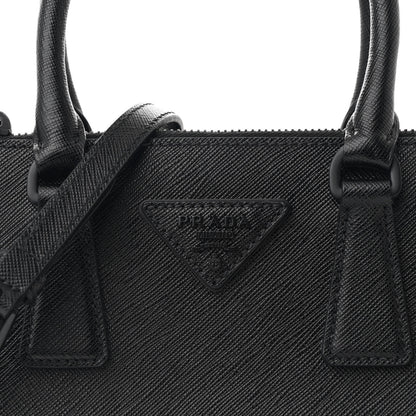 Prada Saffiano Lux Monochrome Mini Galleria Double Zip Tote Black 7 of 9