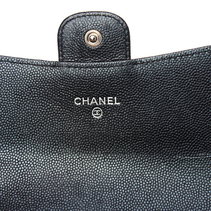 Chanel Iridescent Caviar Chevron Quilted Large Gusset Flap Wallet Black 6 of 8