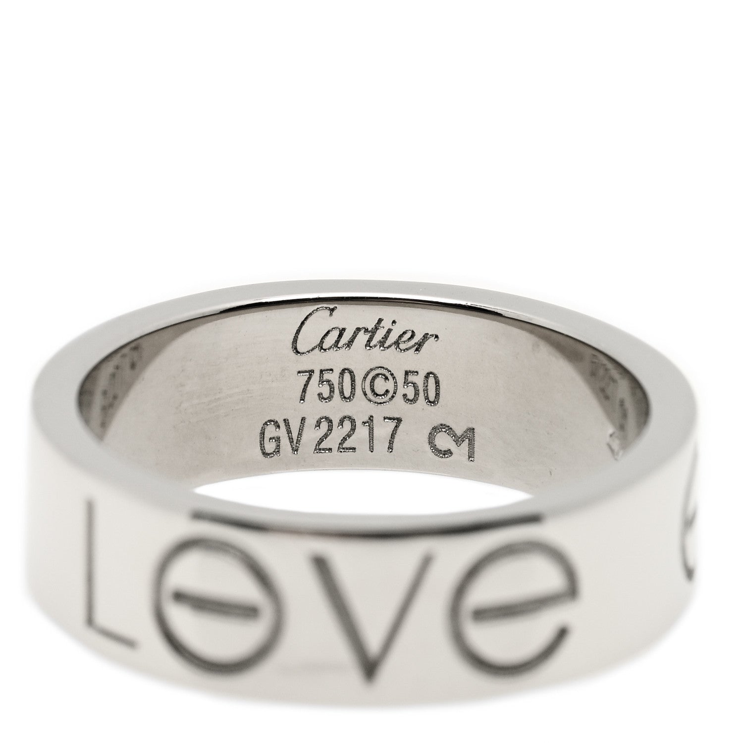 Cartier 18K White Gold 5.5mm Engraved LOVE Ring 50 5.25 4 of 4