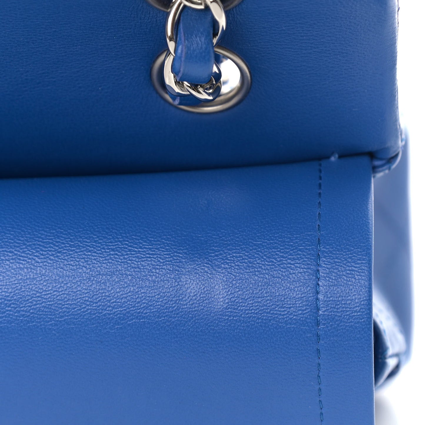 Lambskin Quilted Medium Double Flap Blue