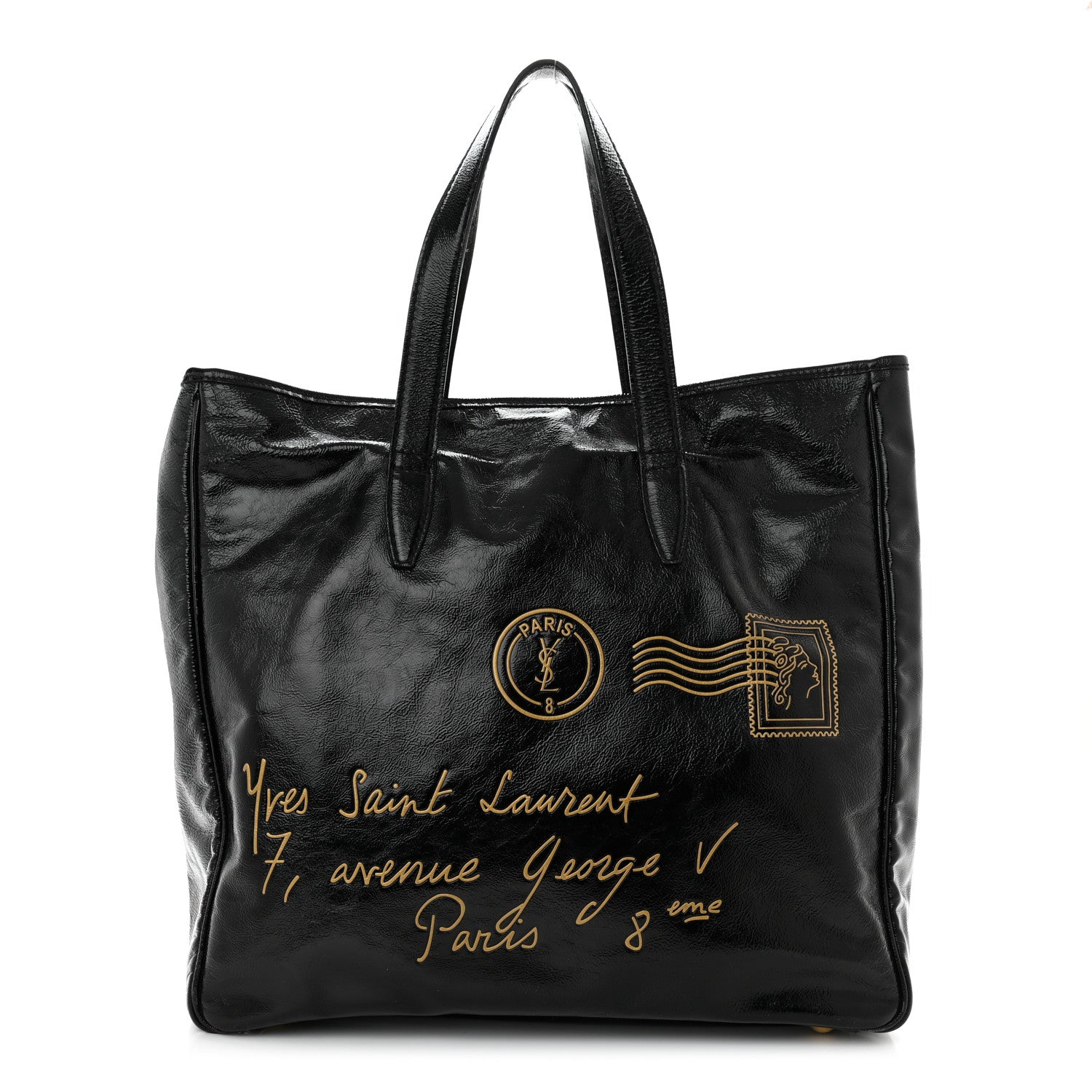 Saint Laurent Textured Patent Small Y-Mail Tote Black 1 of 9