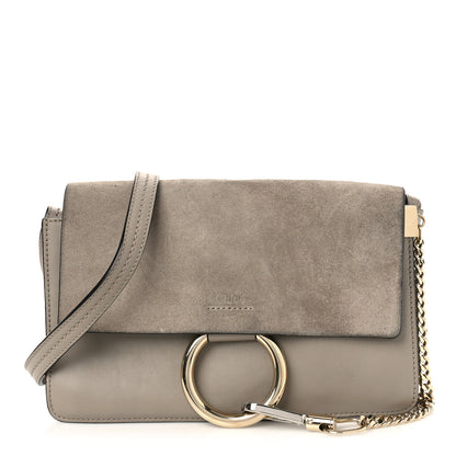 Chloe Suede Calfskin Small Faye Shoulder Bag Motty Grey 1 of 10