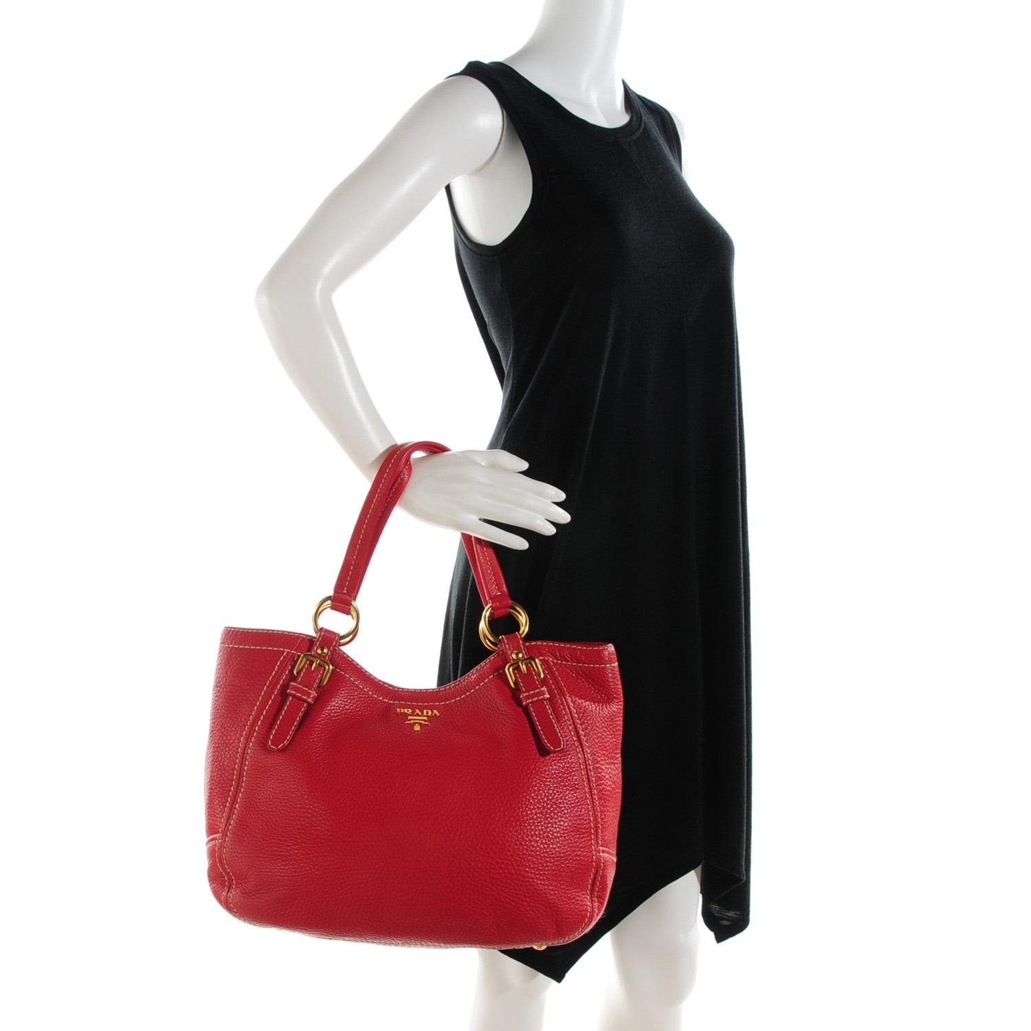 Prada Vitello Daino Hobo Rosso 2 of 9