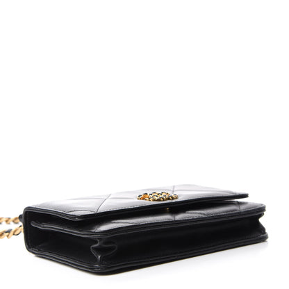 Chanel Goatskin Quilted Chanel 19 Wallet On Chain WOC Black 4 of 14