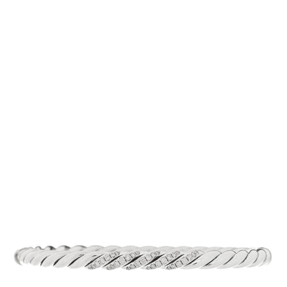 David Yurman Sterling Silver Diamond 5mm Stax Cable Bangle Bracelet 1 of 3