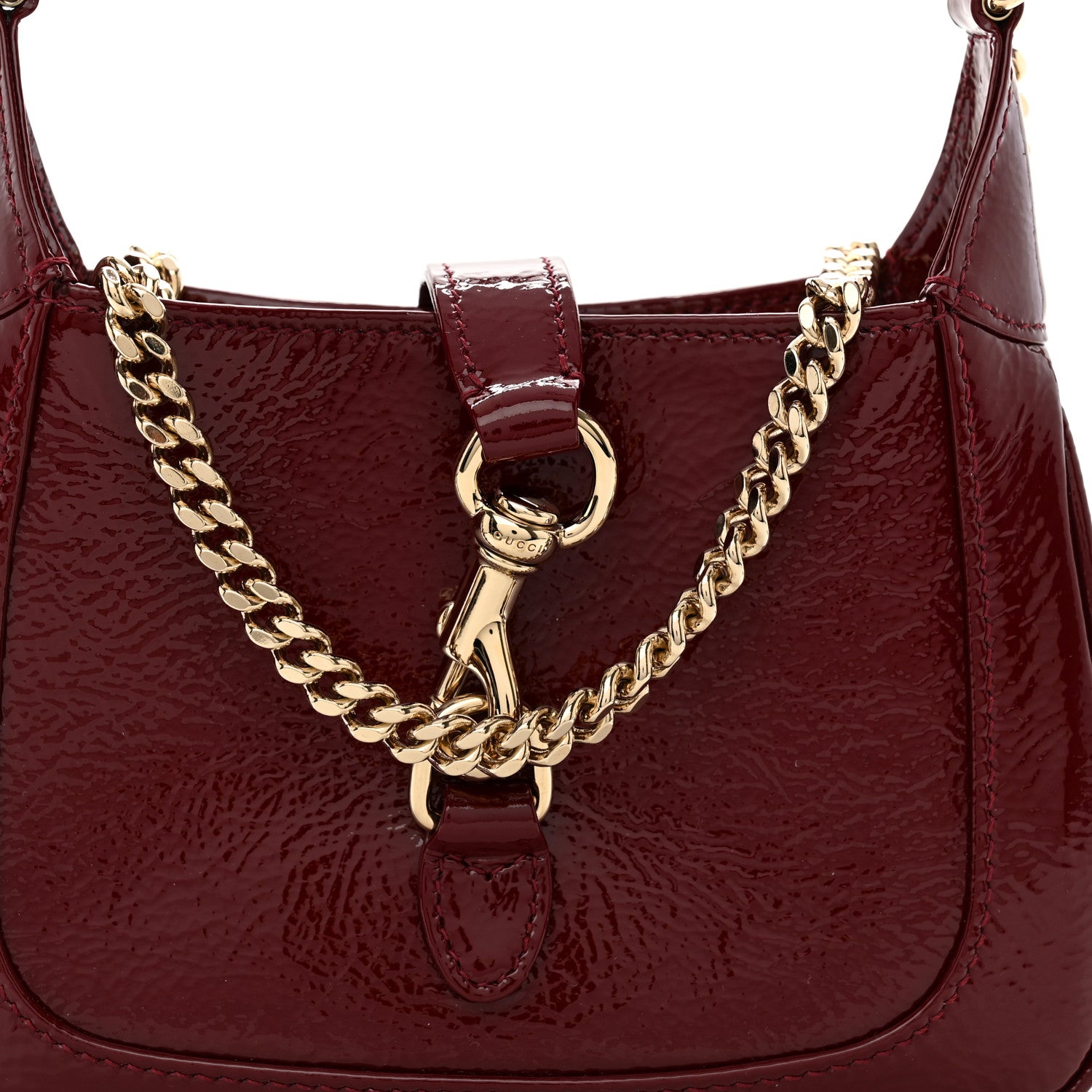 Gucci Crinkled Patent Mini Jackie Notte Bag Rosso Ancora Red 7 of 9