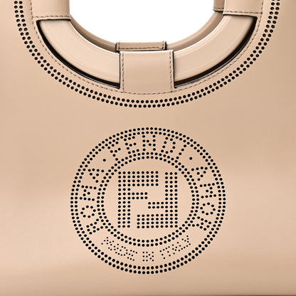 Fendi Vitello Liberty Plexiglass Stamp Patch Perforated Small Runaway Shopper Tote Nuvola 7 of 10