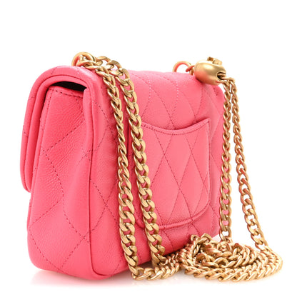 Chanel Caviar Quilted Mini Rectangular Sweetheart Flap Fuchsia 3 of 11