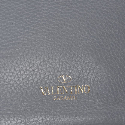 Valentino Garavani Pebbled Calfskin Small Rockstud Single Handle Flap Bag Pastel Grey 8 of 8
