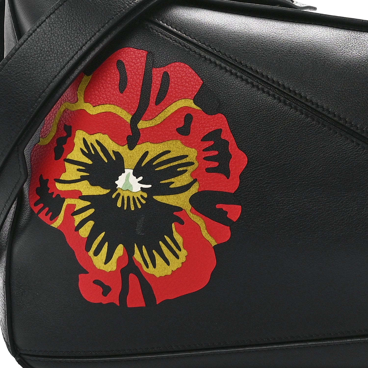Loewe Calfskin Large Pansies Puzzle Bag Black 8 of 11