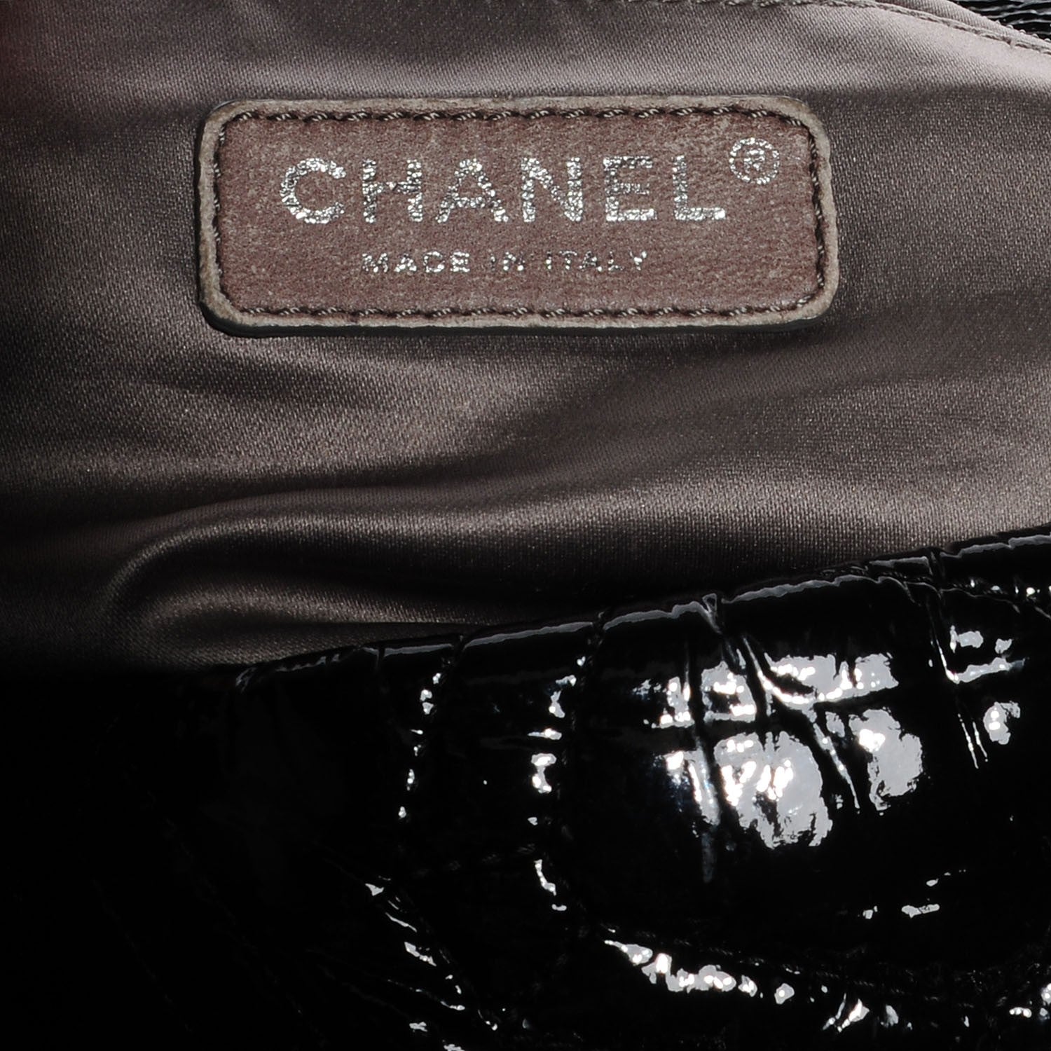 Chanel Vinyl Graphic Edge Accordion Flap Bag Black 5 of 7