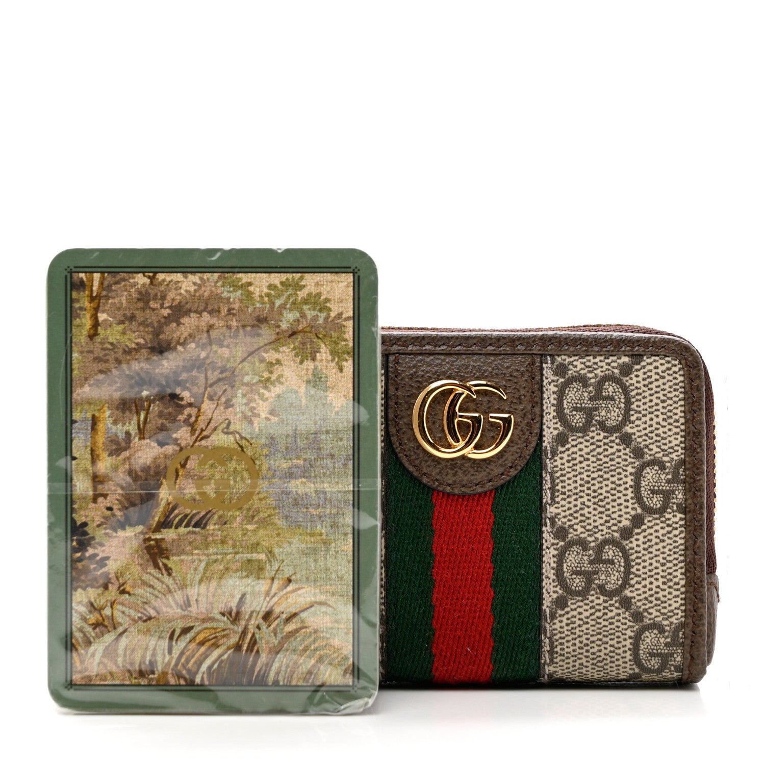 Gucci GG Supreme Monogram Web Ophidia Playing Card Case Beige New Acero 3 of 8