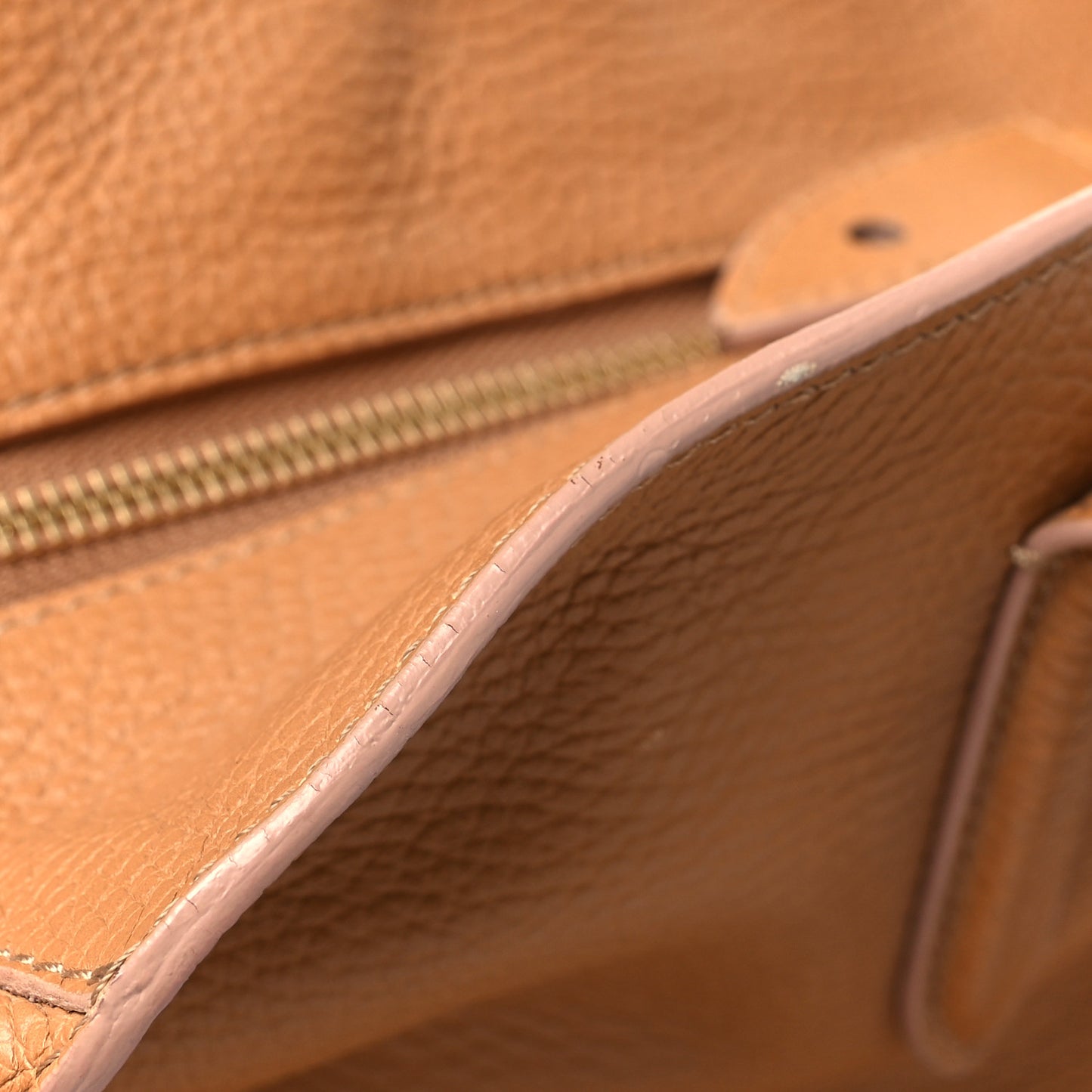 Pebbled Calfskin Large Skull Padlock Zip Around Tote Cognac