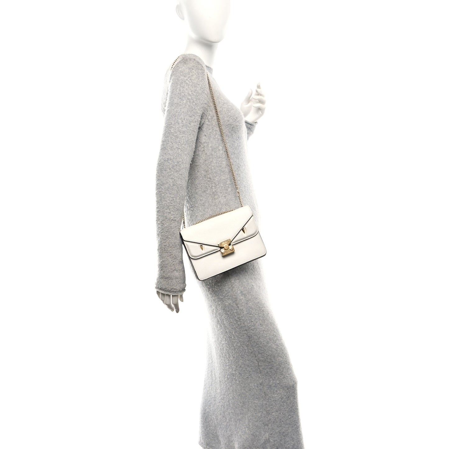 Vitello Vienna Glazed Fabric FF 1974 Monster Eyes Small Bag Bug Chain Bag Ice Tobacco Moro