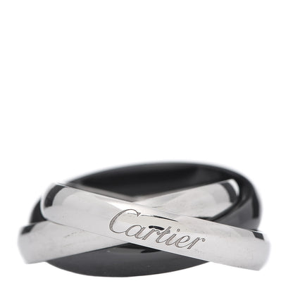Cartier 18K White Gold Black Ceramic Trinity Ring 54 6.75 1 of 6