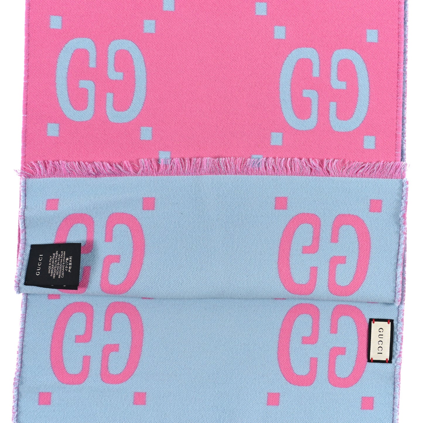 Wool Silk Monogram Jumbo GG Freedom Scarf Roseate Sky Blue