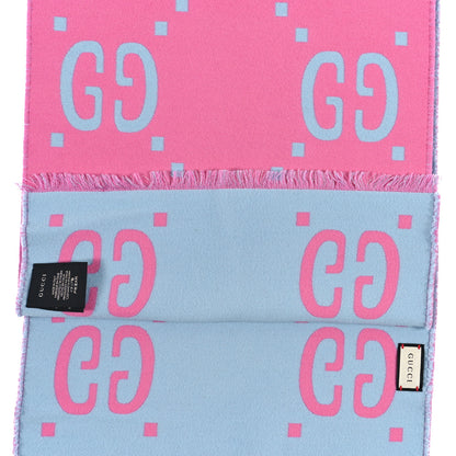 Gucci Wool Silk Monogram Jumbo GG Freedom Scarf Roseate Sky Blue 3 of 3