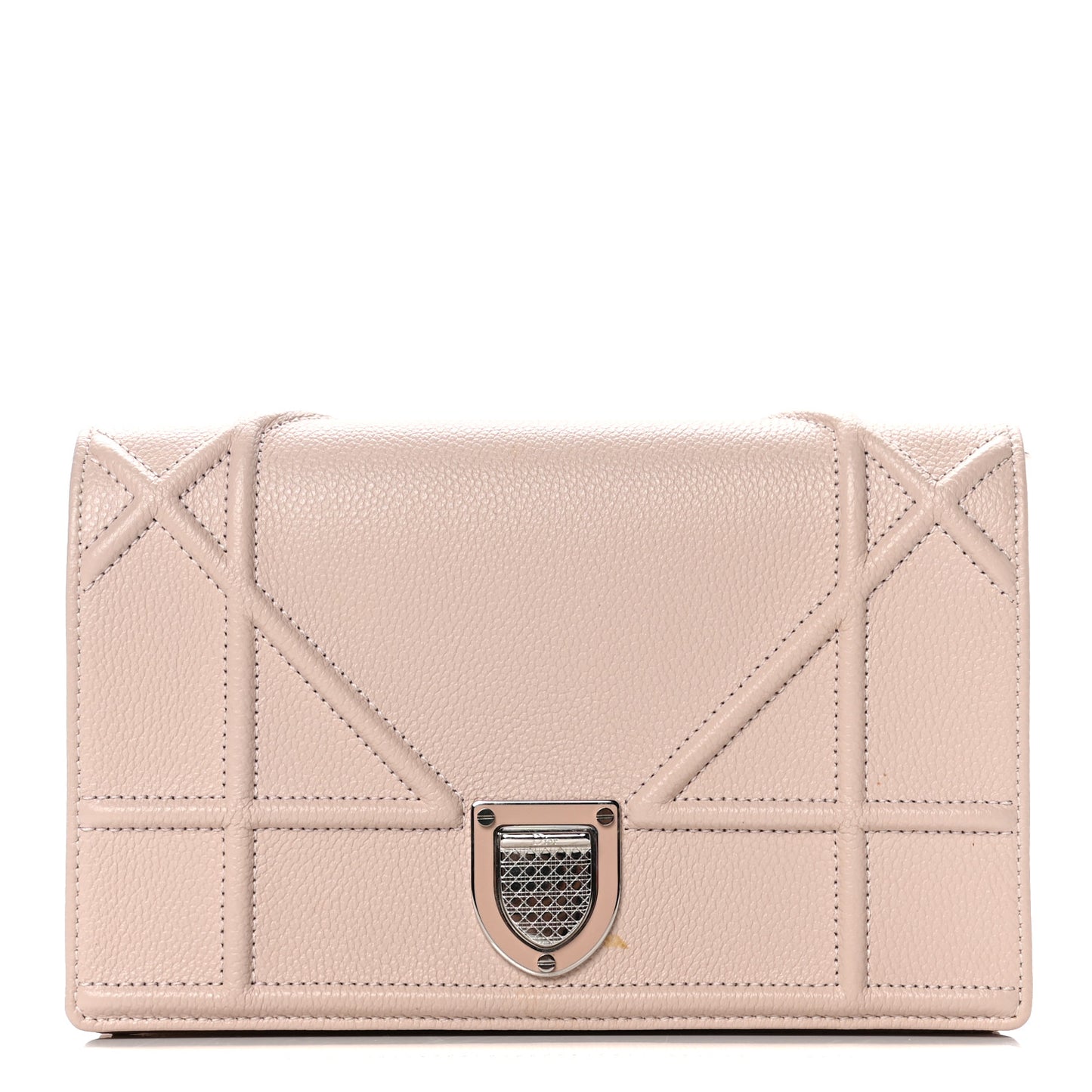 Grained Calfskin Diorama Wallet on Chain Pouch Rose Poudre